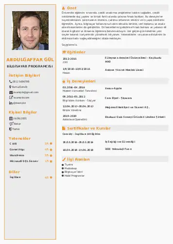 Bilgisayar Programcısı CV Örnekleri cv indir